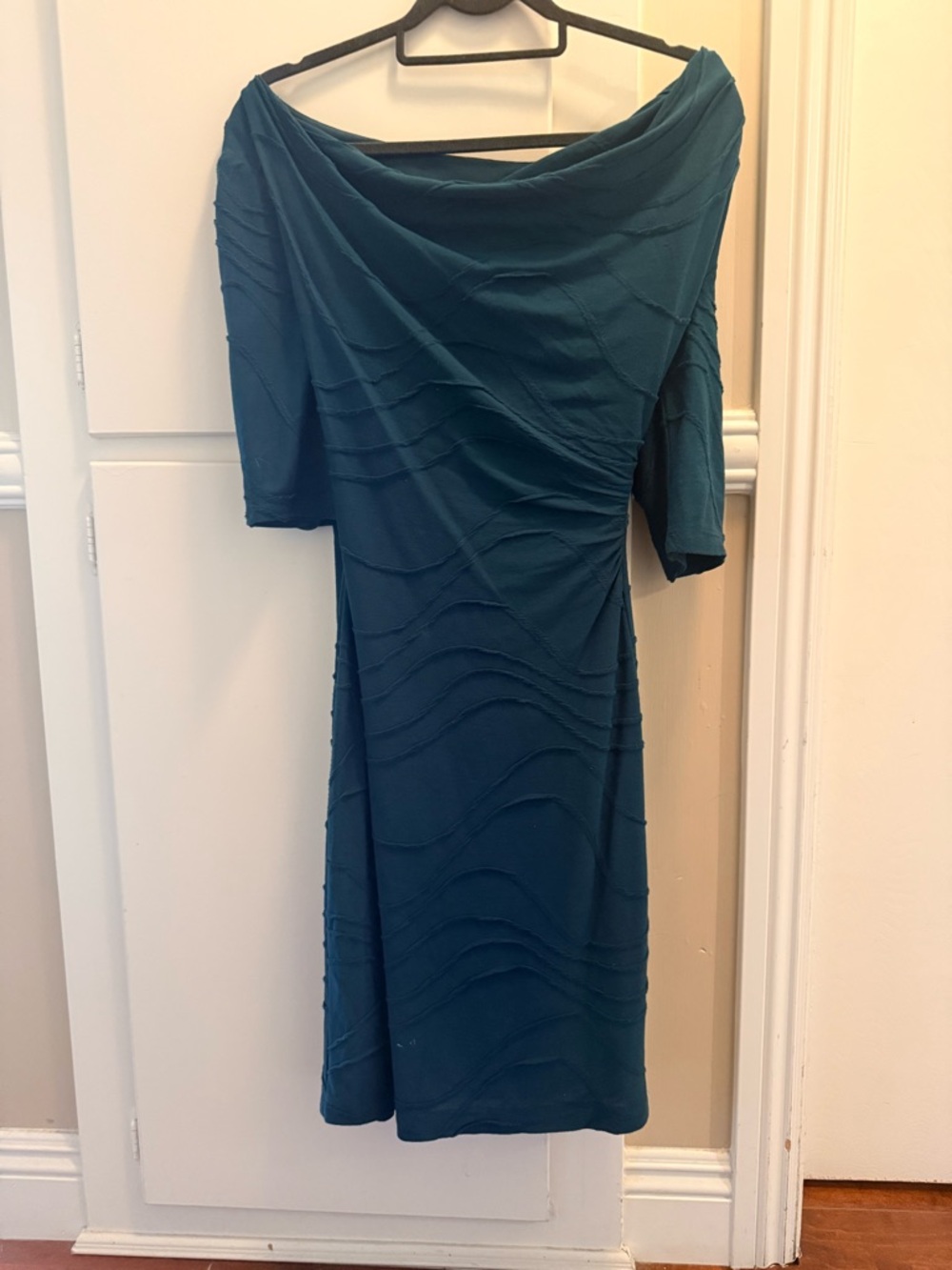 connected apparel Teal Off-Shoulder Midi Dress